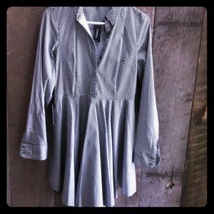 Black and White Checked Cotton Shirtdress